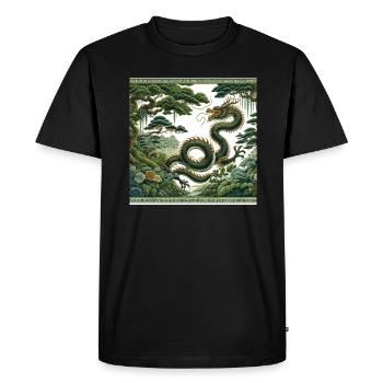 Dragon chinois Art mystique forêt esprits - T-shirt Premium bio Homme - noir - Devant - Nico (187cm)