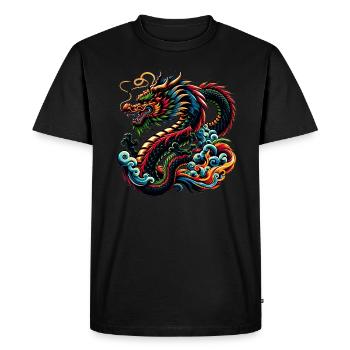 Conception artistique de dragon chinois coloré - T-shirt Premium bio Homme - noir - Devant - Nico (187cm)