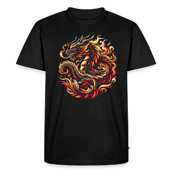 Dragon Fire Chinese Dragon Zodiac Symbol - Men's Premium Organic T-Shirt - black - Front - Nico (187cm)