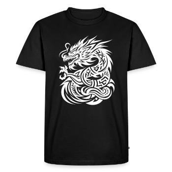 Dragon Tribal Tattoo Elegant Artistic Design - Men's Premium Organic T-Shirt - black - Front - Nico (187cm)