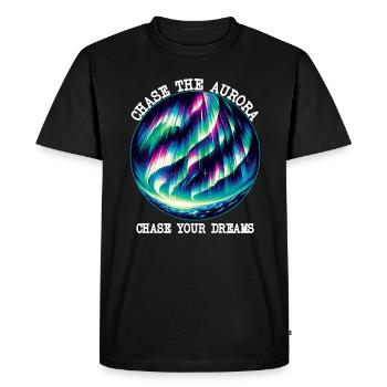 Passionné d’aurores boréales Amoureux des aurores boréales - T-shirt Premium bio Homme - noir - Devant - Nico (187cm)