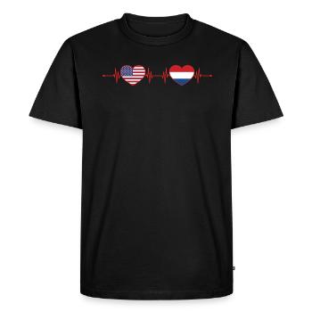 États-Unis Pays-Bas Heartbeat Américain Néerlandais - T-shirt Premium bio Homme - noir - Devant - Nico (187cm)