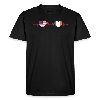 USA Ireland Heartbeat American Irish - Men's Premium Organic T-Shirt - black - Front - Nico (187cm)