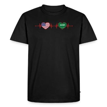 États-Unis Arabie Saoudite Heartbeat Américain Saoudien - T-shirt Premium bio Homme - noir - Devant - Nico (187cm)