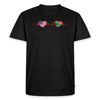 États-Unis Afrique du Sud Heartbeat Américain Sud-Africain - T-shirt Premium bio Homme - noir - Devant - Nico (187cm)