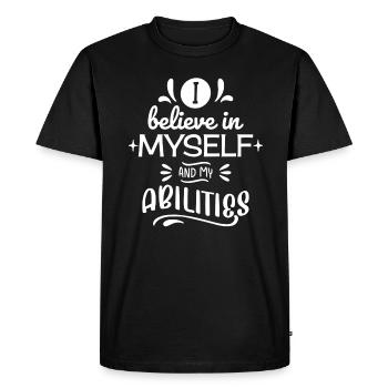 Inspirational Quote Design - I Believe In Myself - Men's Premium Organic T-Shirt - black - Front - Nico (187cm)