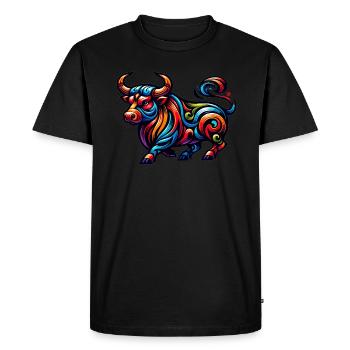 Tatouage de bœuf Tribal du zodiaque chinois - T-shirt Premium bio Homme - noir - Devant - Nico (187cm)