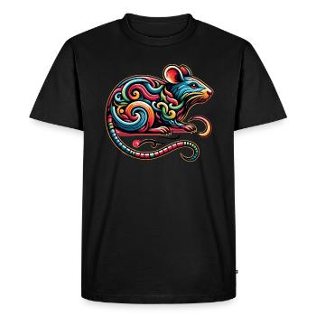 Rat Tattoo Tribal Chinese Zodiac - Men's Premium Organic T-Shirt - black - Front - Nico (187cm)