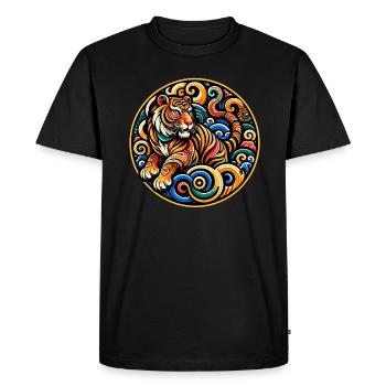 Chinese Zodiac Tiger Elegance and Power Inspired - Men's Premium Organic T-Shirt - black - Front - Nico (187cm)