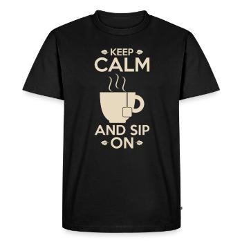 Cadeau d’amateur de thé garder son calme et siroter - T-shirt Premium bio Homme - noir - Devant - Nico (187cm)