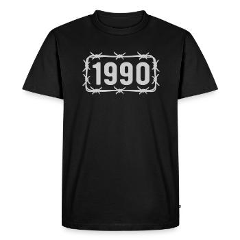 Anniversaire Vintage 1990 fil de fer barbelé - T-shirt Premium bio Homme - noir - Devant - Nico (187cm)