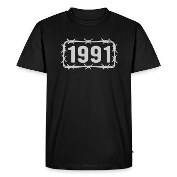 Anniversaire Vintage 1991 fil de fer barbelé - T-shirt Premium bio Homme - noir - Devant - Nico (187cm)