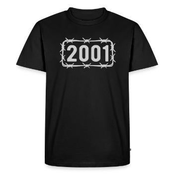 Anniversaire Vintage 2001 fil de fer barbelé - T-shirt Premium bio Homme - noir - Devant - Nico (187cm)