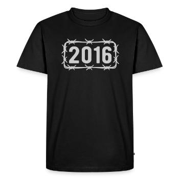 Anniversaire Vintage 2016 fil de fer barbelé - T-shirt Premium bio Homme - noir - Devant - Nico (187cm)