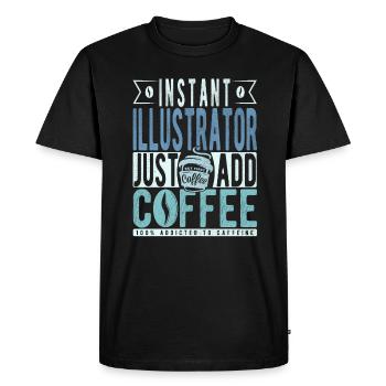 Instant Illustrator Il suffit d’ajouter du café - T-shirt Premium bio Homme - noir - Devant - Nico (187cm)