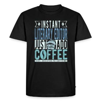 Éditeur littéraire instantané Il suffit d’ajouter du café - T-shirt Premium bio Homme - noir - Devant - Nico (187cm)