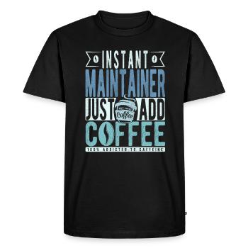Mainteneur instantané Il suffit d’ajouter du café - T-shirt Premium bio Homme - noir - Devant - Nico (187cm)