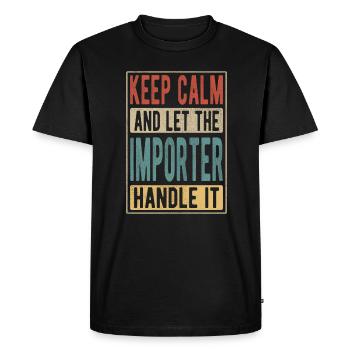 Cadeau rétro de l’importateur - T-shirt Premium bio Homme - noir - Devant - Nico (187cm)