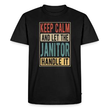Janitor Retro Gift - Men's Premium Organic T-Shirt - black - Front - Nico (187cm)