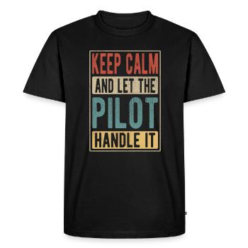 Pilot Retro Gift - Men's Premium Organic T-Shirt - black - Front - Nico (187cm)