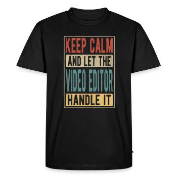 Éditeur vidéo Rétro Cadeau - T-shirt Premium bio Homme - noir - Devant - Nico (187cm)