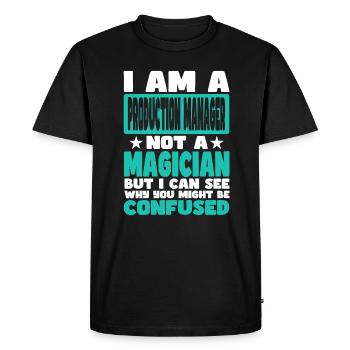 Production Manager - Men's Premium Organic T-Shirt - black - Front - Nico (187cm)