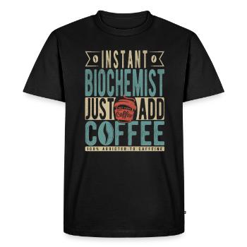 Biochimiste instantané Il suffit d’ajouter du café - T-shirt Premium bio Homme - noir - Devant - Nico (187cm)