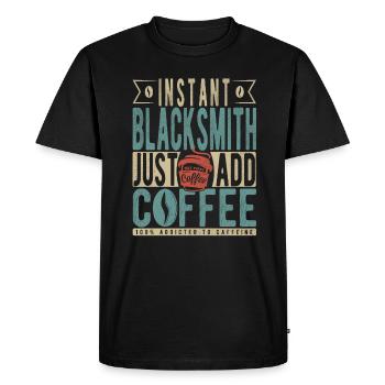 Forgeron instantané Il suffit d’ajouter du café - T-shirt Premium bio Homme - noir - Devant - Nico (187cm)