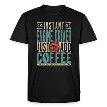 Pilote de moteur instantané Il suffit d’ajouter du café - T-shirt Premium bio Homme - noir - Devant - Nico (187cm)