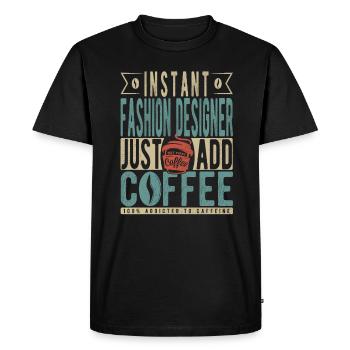 Créateur de mode instantané Il suffit d’ajouter du café - T-shirt Premium bio Homme - noir - Devant - Nico (187cm)