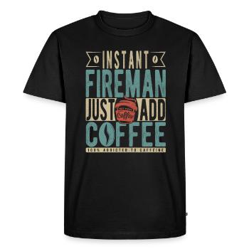 Pompier instantané Il suffit d’ajouter du café - T-shirt Premium bio Homme - noir - Devant - Nico (187cm)