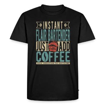 Instant Flair Barman Il suffit d’ajouter du café - T-shirt Premium bio Homme - noir - Devant - Nico (187cm)