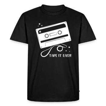 Jeu de mots sur cassette Tape It Easy - T-shirt Premium bio Homme - noir - Devant - Nico (187cm)