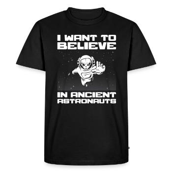 Ancient Astronaut Theorist Alien UFO Believer - Men's Premium Organic T-Shirt - black - Front - Nico (187cm)