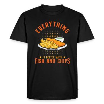 Everything Is Better With Fish And Chips - Men's Premium Organic T-Shirt - black - Front - Nico (187cm)