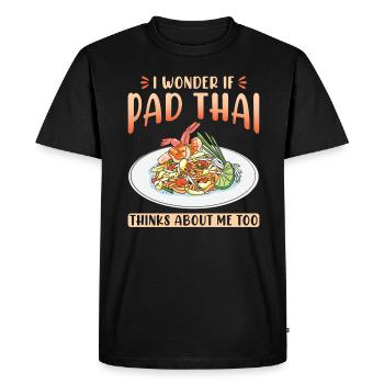 Je me demande si le Pad Thai pense aussi à moi - T-shirt Premium bio Homme - noir - Devant - Nico (187cm)