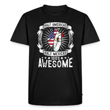 Mexique États-Unis Drapeau - Moitié Américain Moitié Mexicain - T-shirt Premium bio Homme - noir - Devant - Nico (187cm)