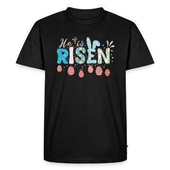 Il est ressuscité Thème de la célébration de Pâques - T-shirt Premium bio Homme - noir - Devant - Nico (187cm)