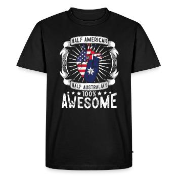 Australie États-Unis Drapeau - Moitié Américain Moitié Australien - T-shirt Premium bio Homme - noir - Devant - Nico (187cm)