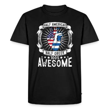Drapeau grec des États-Unis - moitié américain moitié grec - T-shirt Premium bio Homme - noir - Devant - Nico (187cm)
