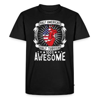Turkey USA Flag - Half American Half Turkish - Men's Premium Organic T-Shirt - black - Front - Nico (187cm)