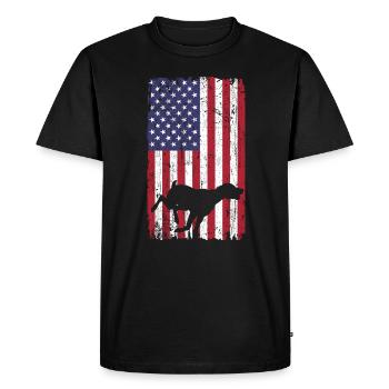 Short-haired pointing dog dog with USA flag - Men's Premium Organic T-Shirt - black - Front - Nico (187cm)