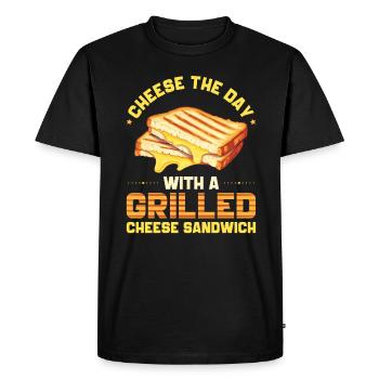Sandwich, Fromage, Grilled Cheese, Pain - T-shirt Premium bio Homme - noir - Devant - Nico (187cm)