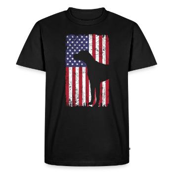 Short-haired pointing dog dog with USA flag - Men's Premium Organic T-Shirt - black - Front - Nico (187cm)