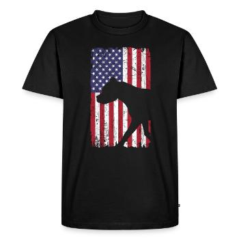 American Staffordshire Terrier Dog with USA Flag - Men's Premium Organic T-Shirt - black - Front - Nico (187cm)
