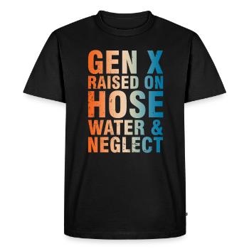 La génération X a grandi avec l’eau du tuyau et la négligence - T-shirt Premium bio Homme - noir - Devant - Nico (187cm)