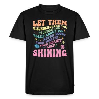 Laissez-les parler et briller - T-shirt Premium bio Homme - noir - Devant - Nico (187cm)
