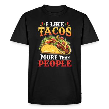 J’aime les tacos plus que les gens - T-shirt Premium bio Homme - noir - Devant - Nico (187cm)