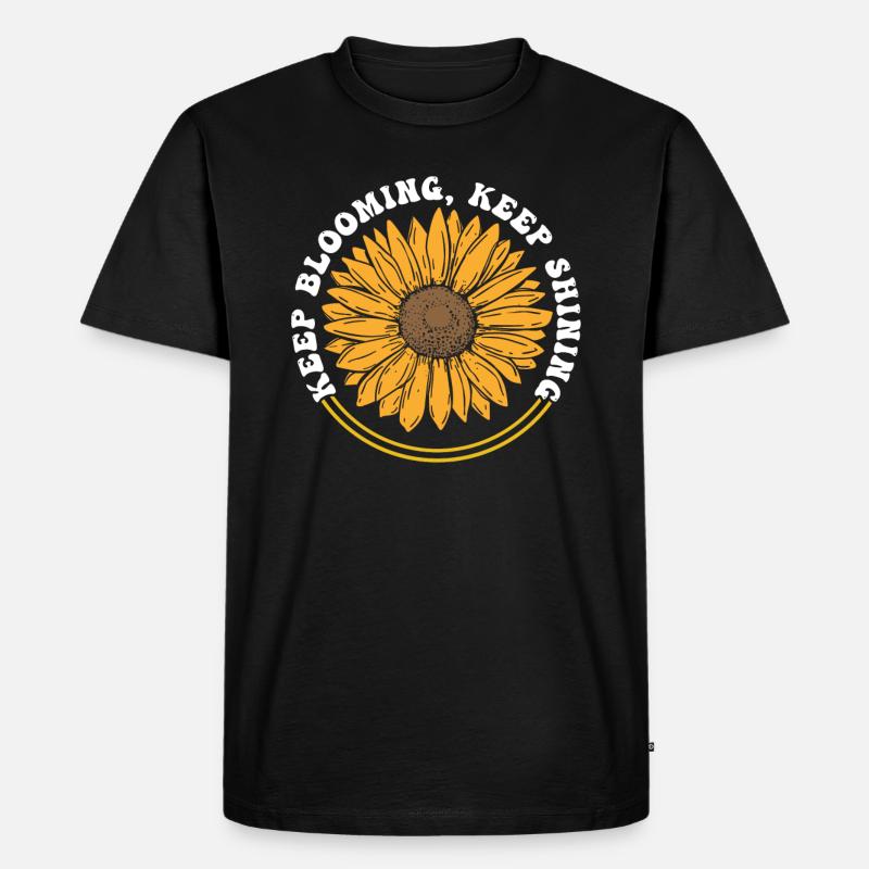 Keep Blooming Keep Shining Sonnenblume - Männer Premium Bio T-Shirt - Schwarz