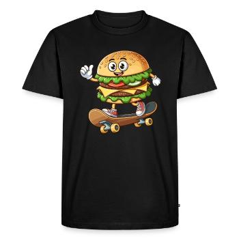 Hamburger sur skateboard drôle - T-shirt Premium bio Homme - noir - Devant - Nico (187cm)
